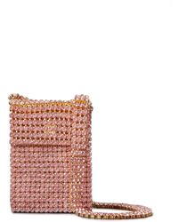 Area Crystal Flapper Embellished Gold-tone Shoulder Bag - Pink