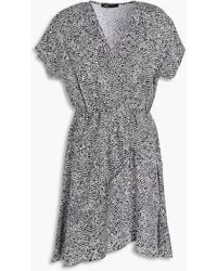Maje - Wrap-effect Printed Cupro-twill Mini Dress - Lyst