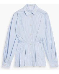 Palmer//Harding - Precision Striped Cotton-poplin Peplum Shirt - Lyst
