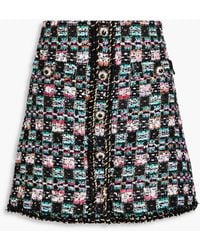 Rebecca Vallance - Jacques Button-embellished Tweed Mini Skirt - Lyst
