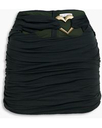 Area - Ruched Embellished Stretch-Jersey Mini Skirt - Lyst