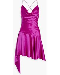 Nicholas - Bitty Asymmetric Draped Silk-satin Mini Dress - Lyst
