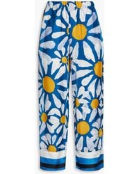 Marni - Cropped Floral-print Satin Wide-leg Pants - Lyst