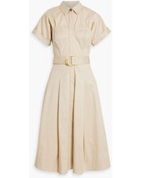 Carolina Herrera - Pleated Cotton-blend Twill Midi Shirt Dress - Lyst