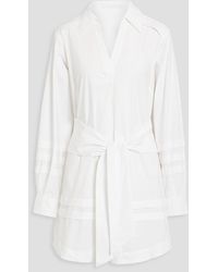 Jonathan Simkhai - Leen Belted Pintucked Cotton-blend Poplin Mini Shirt Dress - Lyst