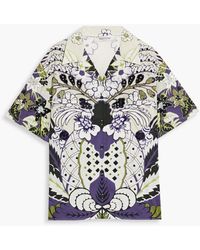 Valentino Garavani - Embellished Printed Cotton-poplin Shirt - Lyst