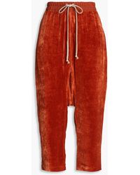Rick Owens - Cropped Cotton-velvet Tapered Pants - Lyst