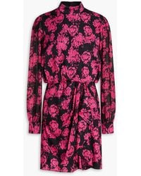 Saloni - Draped Jacquard Mini Dress - Lyst