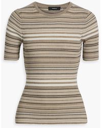 Theory - Striped Ribbed Merino Wool Top - Lyst