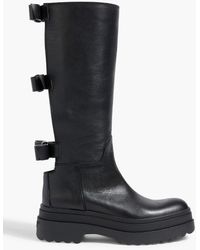 Red(V) - Bow-detailed Leather Platform Boots - Lyst