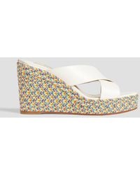 Jimmy Choo - Dovina 100 Leather Espadrille Wedge Mules - Lyst