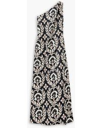 La DoubleJ - Roy One-Shoulder Floral-Print Silk-Twill Maxi Dress - Lyst