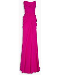Rhea Costa - Zaira Strapless Draped Crepe Gown - Lyst