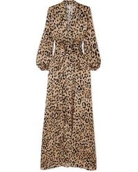 Temperley London Piera Bow-detailed Leopard-print Hammered Silk-satin Gown - Multicolour