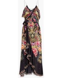 Camilla - Ruffled Printed Silk Crepe De Chine Maxi Wrap Dress - Lyst
