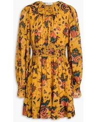 Ulla Johnson - Ruffled Floral-Print Silk-Chiffon Mini Dress - Lyst