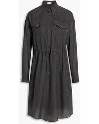 Brunello Cucinelli - Bead-embellished Wool-gauze Shirt Dress - Lyst