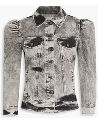 retroféte Perri Distressed Patchwork-effect Denim Jacket in Black Womens Clothing Jackets Jean and denim jackets Grey 
