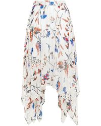 Maje Jangley Asymmetric Fil Coupé Crepe De Chine Midi Skirt White