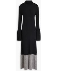 JOSEPH - Two-Tone Ribbed Merino Wool-Blend Midi Dress - Lyst