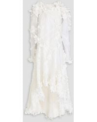 Zimmermann - Cutout Floral-appliquéd Linen And Silk-blend Maxi Dress - Lyst
