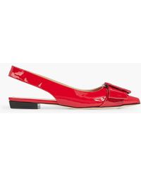 Sergio Rossi - Sr Milano Mia 010 Patent-leather Slingback Point-toe Flats - Lyst