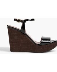 Bally - Clivya Patent-leather Wedge Sandals - Lyst