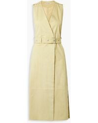 Acne Studios - Whipstitched Belted Suede Midi Wrap Dress - Lyst