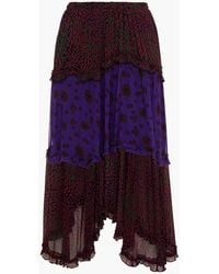 Ba&sh - Gapi Tiered Paneled Printed Georgette Midi Skirt - Lyst