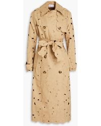 RED Valentino - Laser-cut Cotton-twill Trench Coat - Lyst
