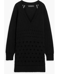 Versace - Open-knit Cashmere And Wool-blend Mini Dress - Lyst