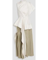 ROKSANDA - Meena Draped Silk-Dupioni And Crepe Maxi Dress - Lyst