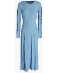 Sandro - Ring-embellished Metallic Ribbed And Textured-knit Midi Dress - Lyst