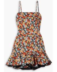Agua Bendita - Tumbao Embellished Ruffled Floral-print Linen Mini Dress - Lyst