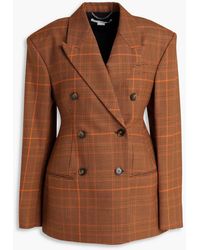 Stella McCartney - Double-breasted Prince Of Wales Checked Wool Blazer - Lyst
