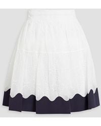 Valentino Garavani - Crepe De Chine-trimmed Cotton-blend Lace Mini Skirt - Lyst