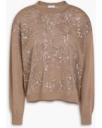 Brunello Cucinelli - Sequin-Embellished Linen-Blend Sweater - Lyst