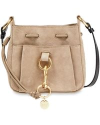 See By Chloé See By Chloé Tony Leather-paneled Suede Bucket Bag - Natural