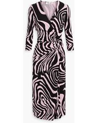 Diane von Furstenberg - Brie Wrap-effect Printed Lyocell And Wool-blend Jersey Midi Dress - Lyst