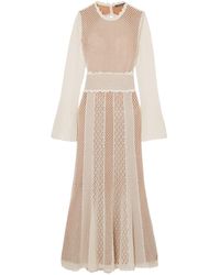 Alexander McQueen Open-back Panelled Crocheted Cotton-blend Midi Dress - White