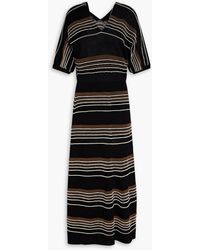Theory - Otto Striped Knitted Midi Dress - Lyst