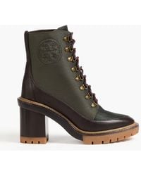 Tory Burch - Textured-shell And Pebbled-leather Ankle Boots - Lyst