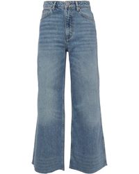 Sandro Maya Cropped High-rise Wide-leg Jeans Mid Denim - Blue