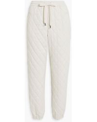 Brunello Cucinelli - Bead-embellished Quilted Stretch-cotton Jersey Track Pants - Lyst