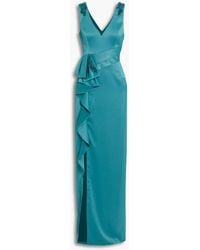 Marchesa - Embellished Ruffled Satin-crepe Gown - Lyst