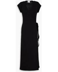 Claudie Pierlot - Midikleid aus baumwoll-jersey mit wickeleffekt - Lyst