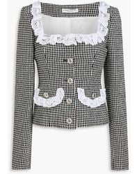 Alessandra Rich - Sequin-Embellished Checked Wool-Blend Tweed Jacket - Lyst