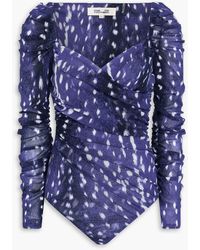 Diane von Furstenberg - Body "ash" aus mesh mit print und raffungen - Lyst