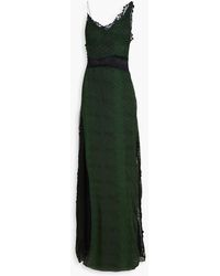 Victoria Beckham - Snake-print Lace-paneled Crepon Maxi Dress - Lyst