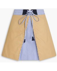 Sandro - Layered Striped Cotton-Gabardine Mini Skirt - Lyst